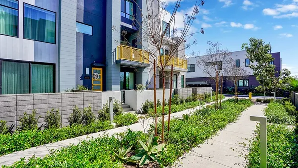 a view of a building with a street