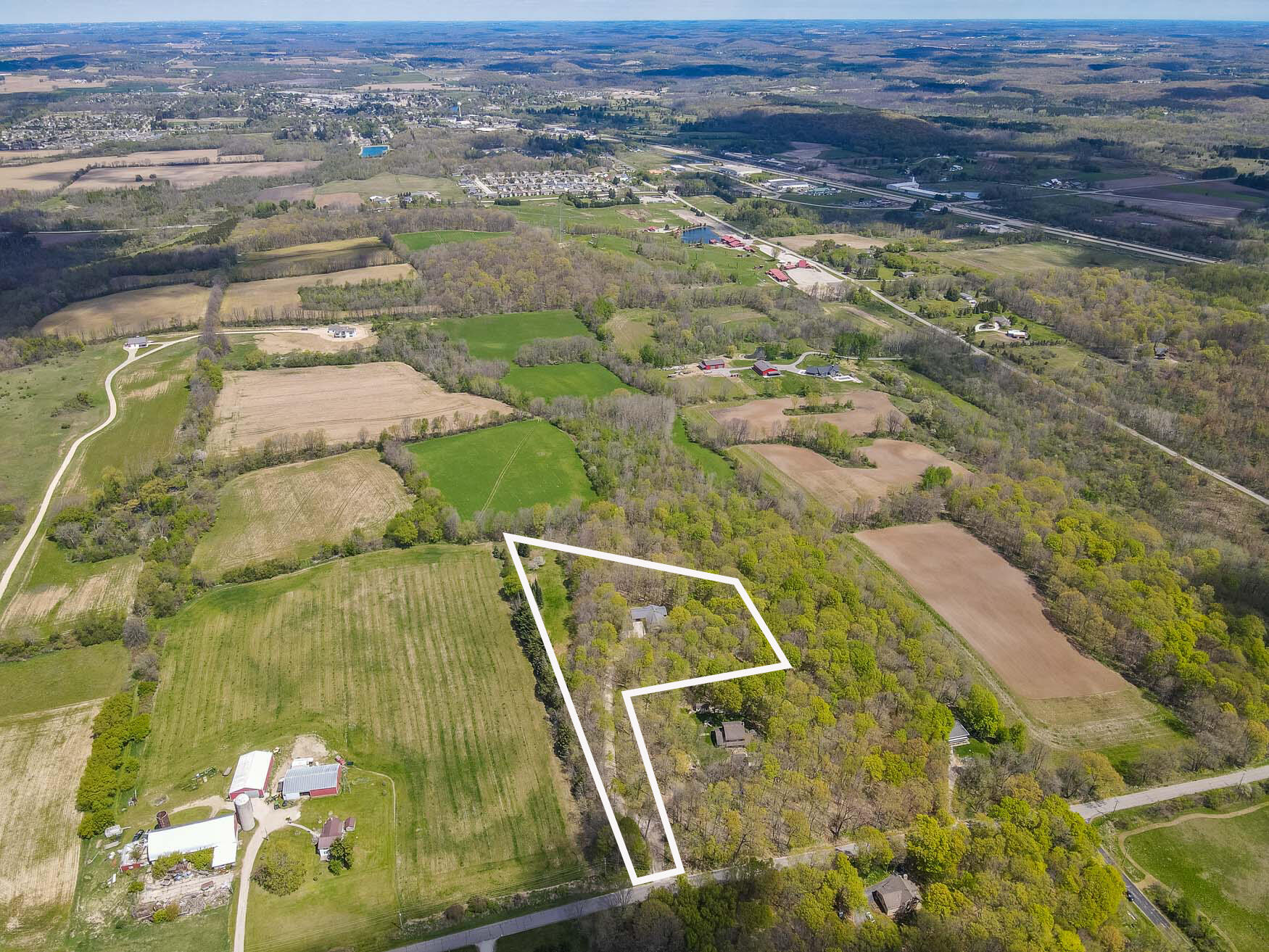 3830 Ridge Road Kewaskum, WI 53040 - Photo 29 of 37 AERIAL WITH LOT LINES