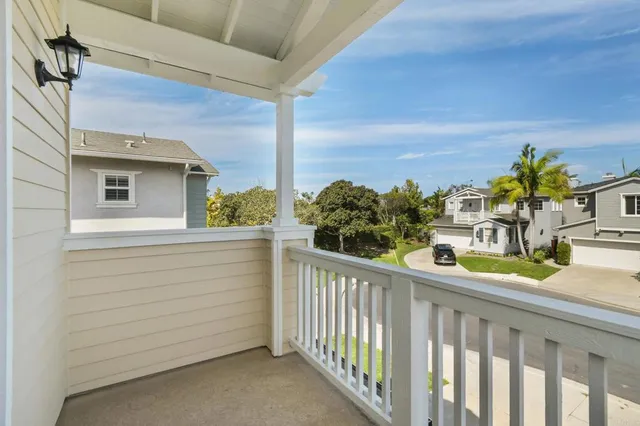 a view of a balcony with an outdoor space