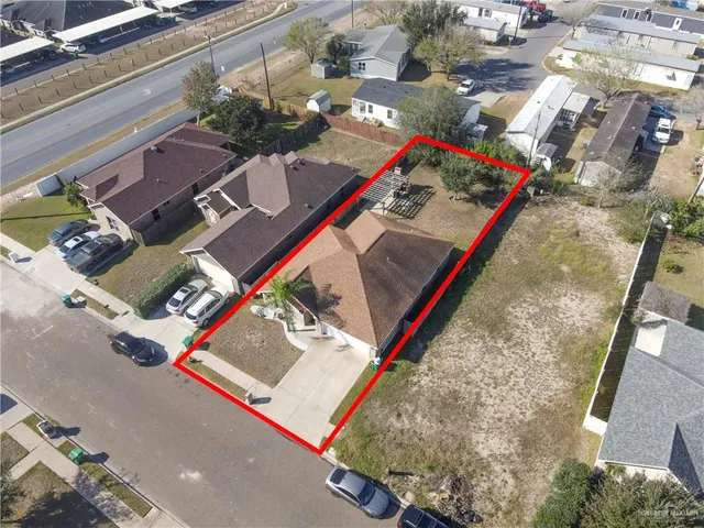 an aerial view of a house