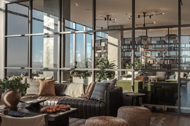 a dining room with furniture