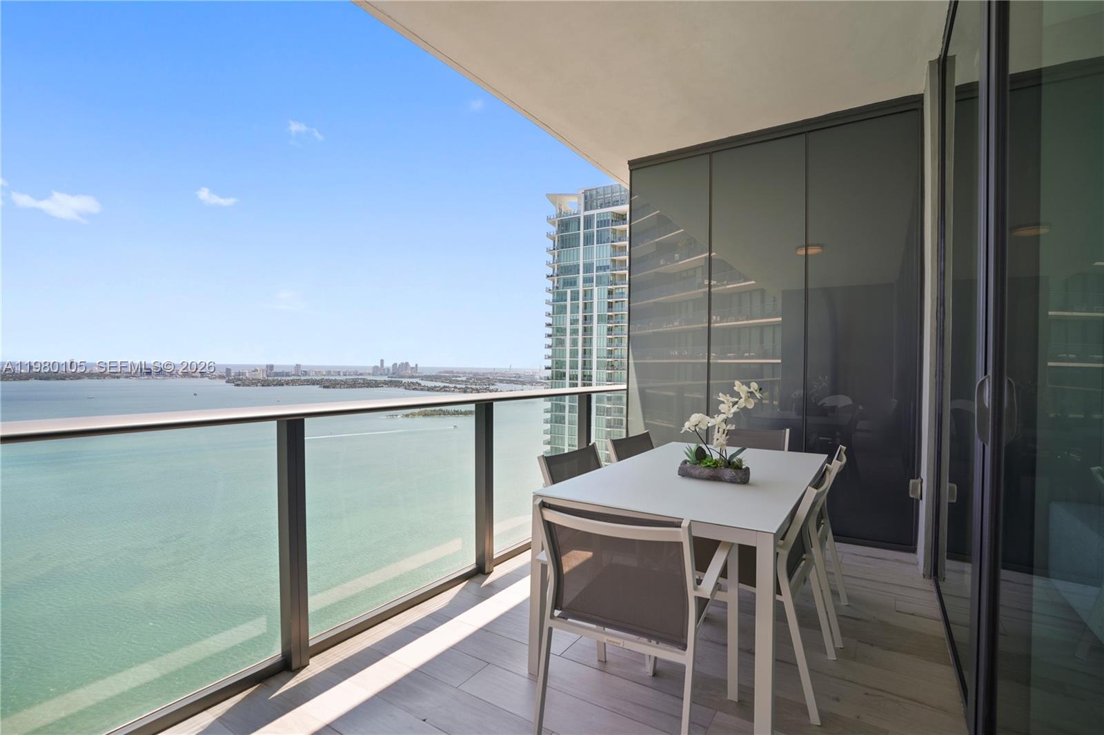 480 Northeast 31st Street, Unit 3906 Miami, FL 33137 - Photo 10 of 38 a balcony with table and chairs