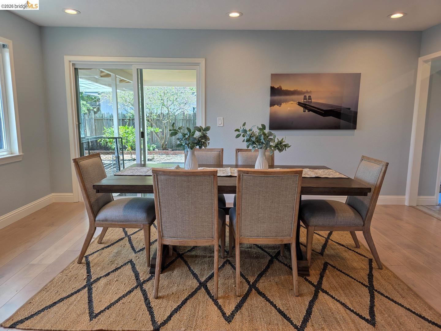 965 Springer Road Los Altos, CA 94024 - Photo 9 of 31 Dining area with light-toned wood-finish flooring and recessed lighting