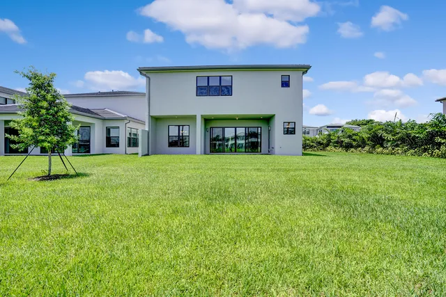a view of a house with a big yard and a large tree