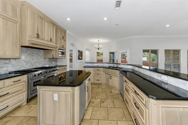 a close view of a stove and washer