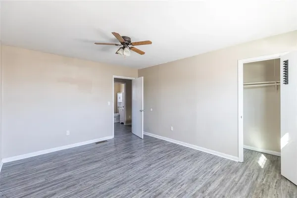 a view of an empty walk in closet