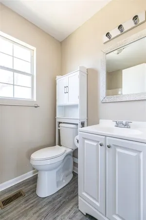 a bathroom with a bathtub