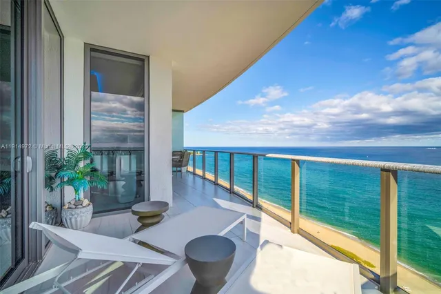 a view of an ocean from a balcony