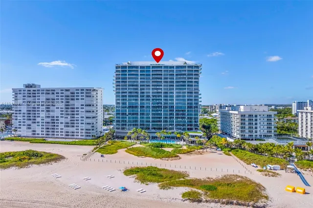 view of a city with an ocean view