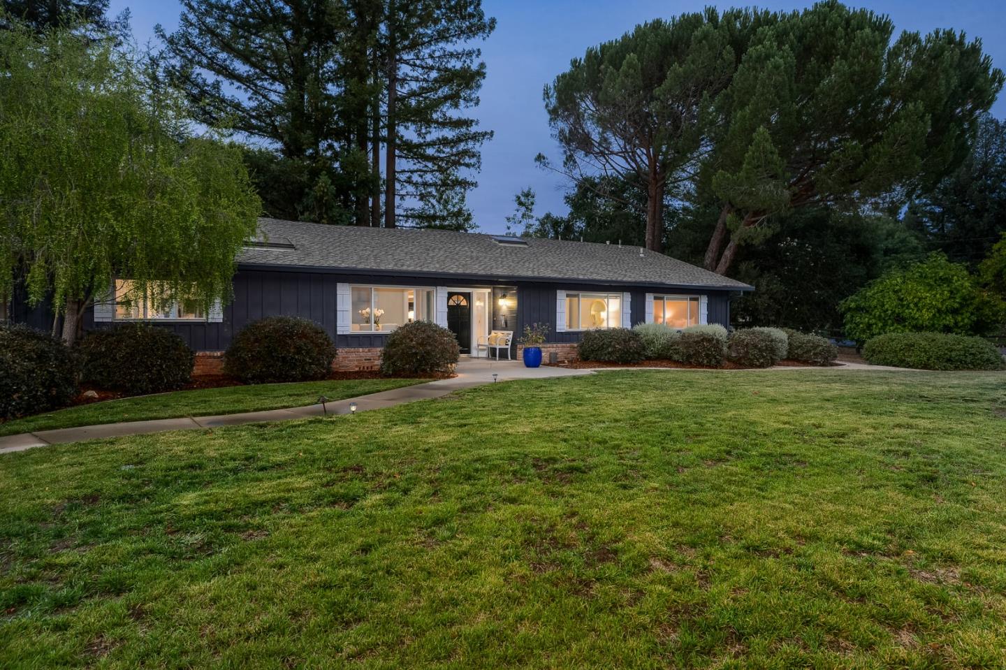 460 Cervantes Road Portola Valley, CA 94028 - Photo 30 of 45 a front view of a house with a yard and green space