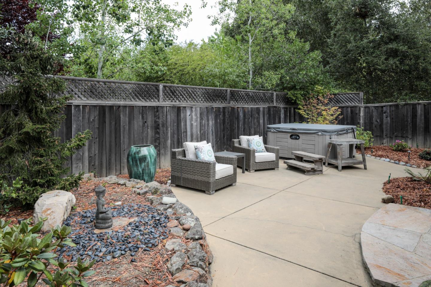 460 Cervantes Road Portola Valley, CA 94028 - Photo 33 of 45 a view of backyard with seating space and trees