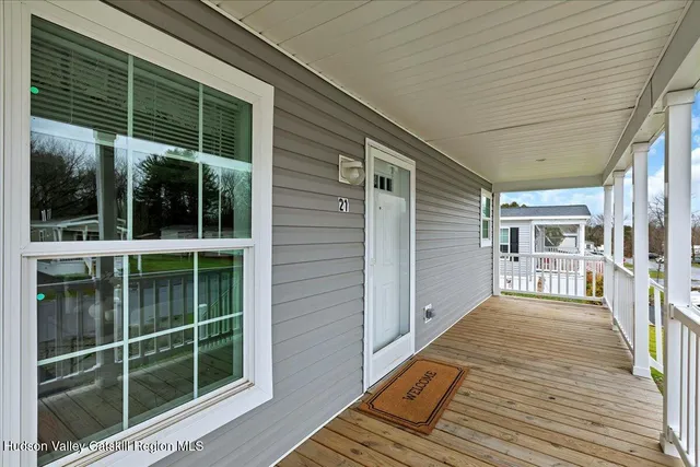 a view of a house with a large window