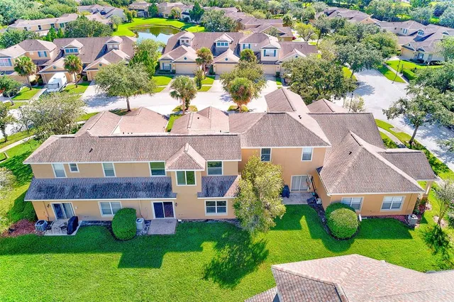 an aerial view of a house