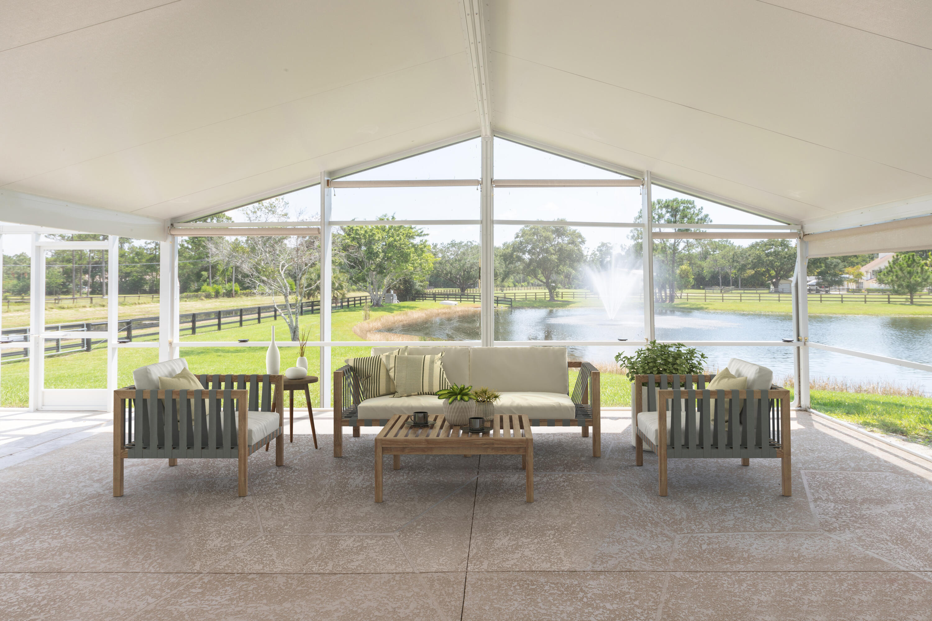 13230 Running Water Road Palm Beach Gardens, FL 33418 - Photo 13 of 32 a living room with couches and a table with garden view