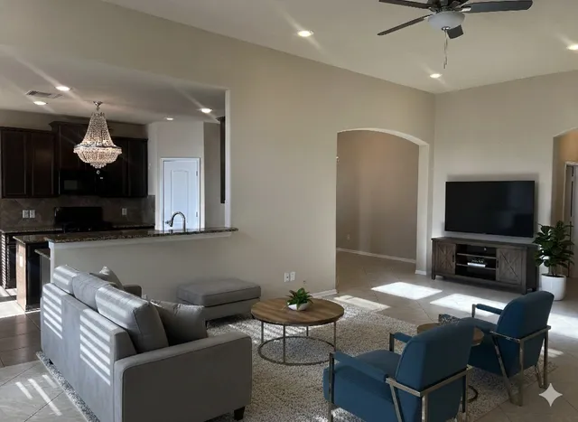 a view of a livingroom with a window