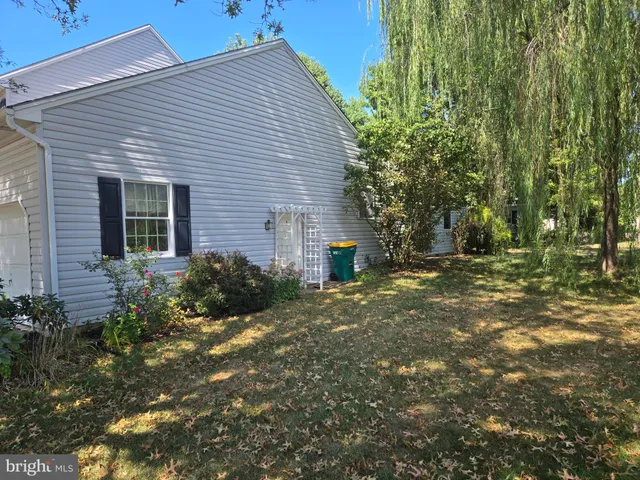 a view of backyard of house with green space