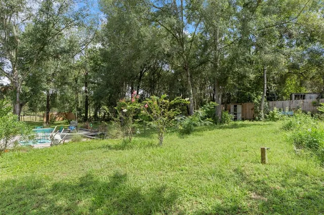 a view of backyard with green space