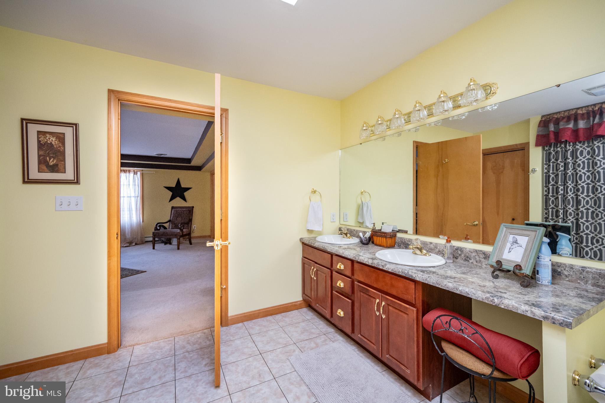 3836 Chestnut Grove Road Swanton, MD 21561 - Photo 81 of 111 a bathroom with a granite countertop sink and a mirror