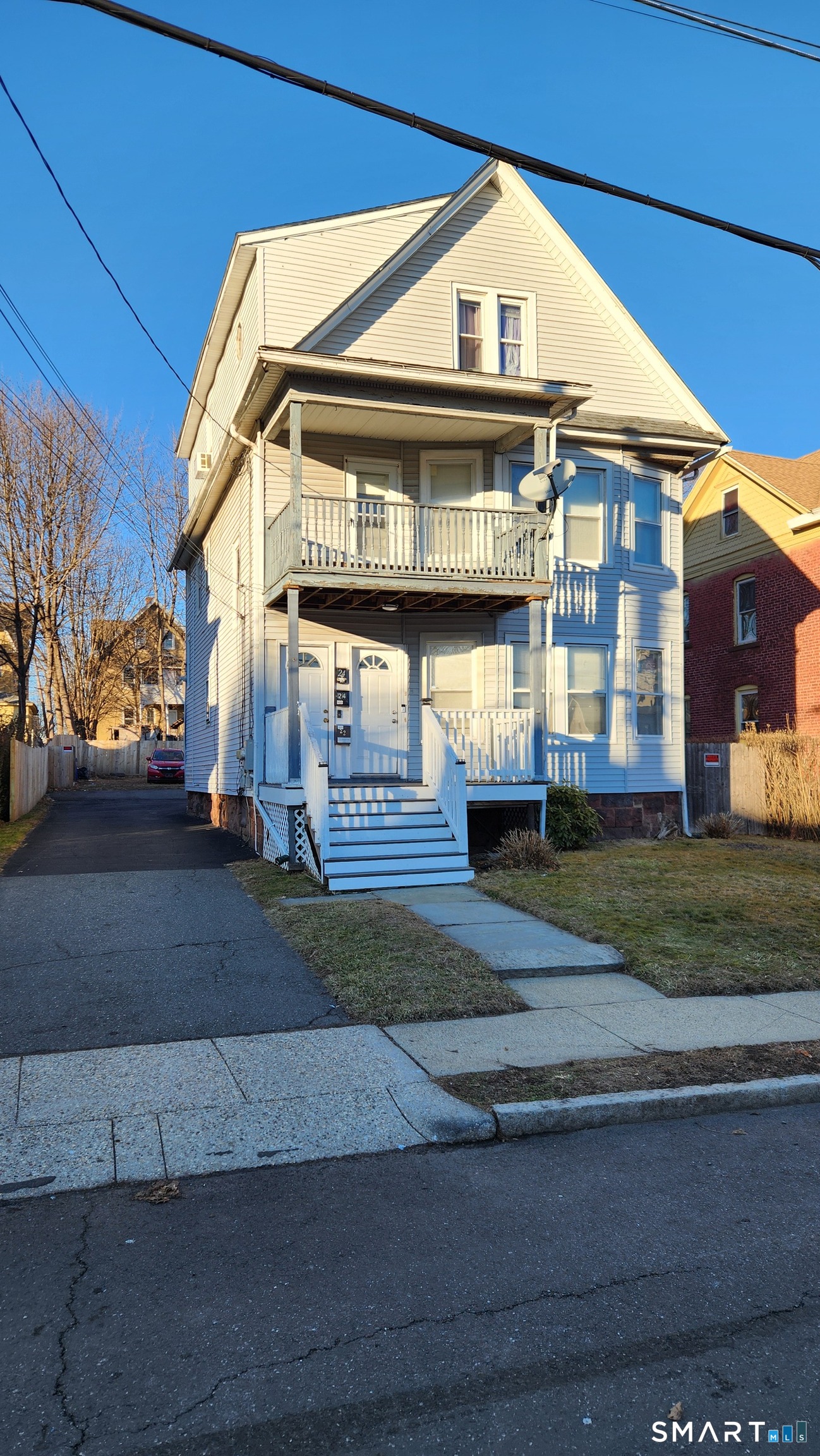 a front view of a house