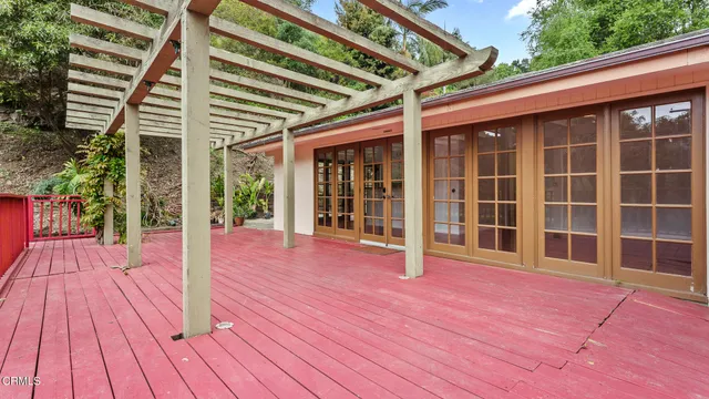 a view of street with deck