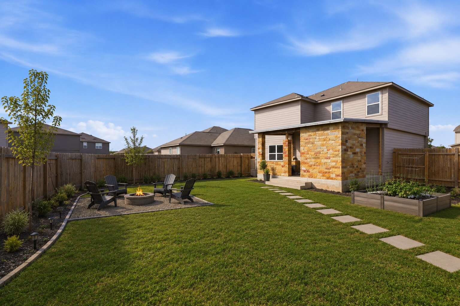 300 Hyacinth Way Jarrell, TX 76537 - Photo 36 of 37 a view of a house with backyard and sitting area