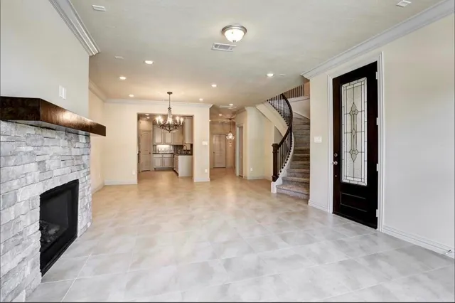 a view of a livingroom with a fireplace