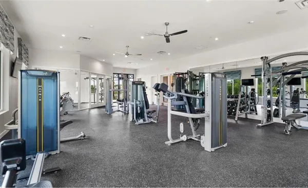 a view of a room with gym equipment