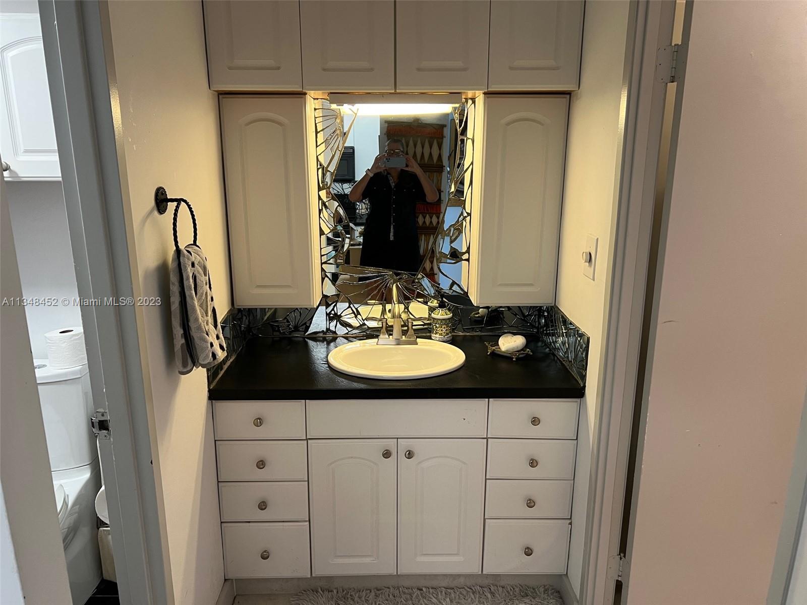 100 Lincoln Road, Unit 1007 Miami Beach, FL 33139 - Photo 23 of 80 a bathroom with a sink vanity and a mirror