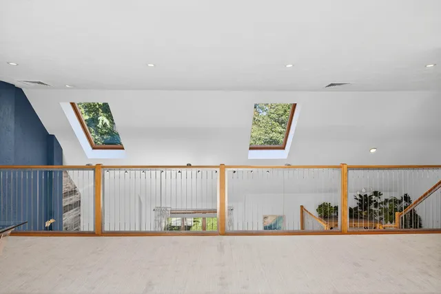 a view of a garden with a slide