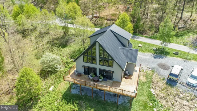 a view of a house with a mountain