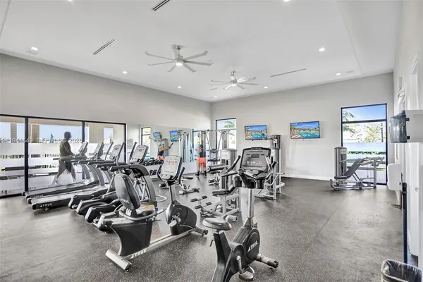 a view of a room with gym equipment
