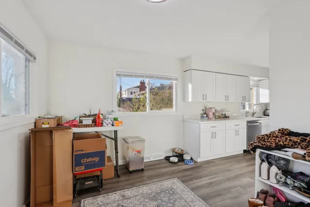 a view of a storage and utility room
