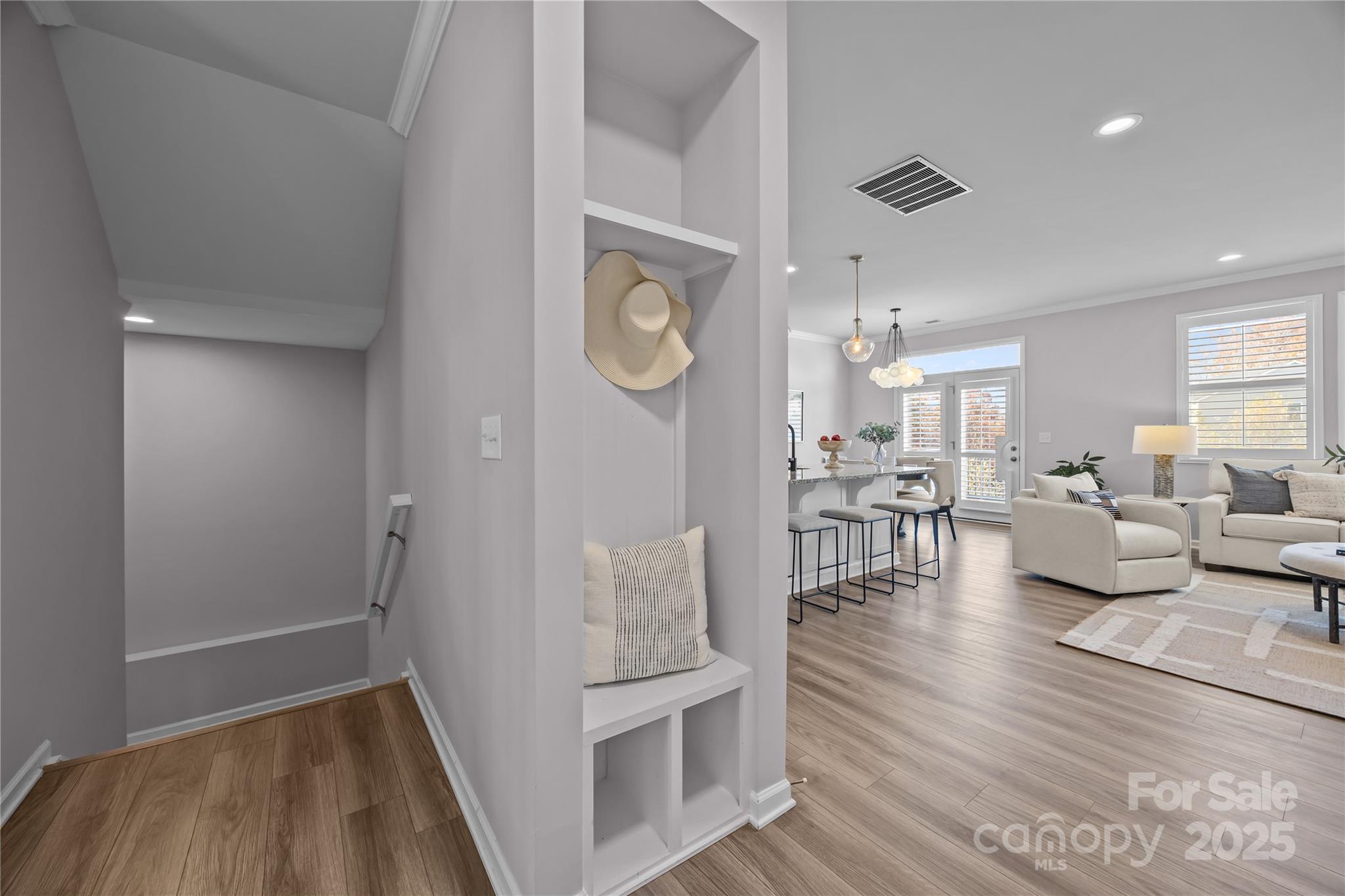 16124 Fieldstone Trace Charlotte, NC 28278 - Photo 6 of 45 a living room with furniture and a wooden floor