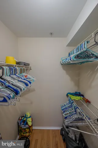 a view of a room with racks on the wall