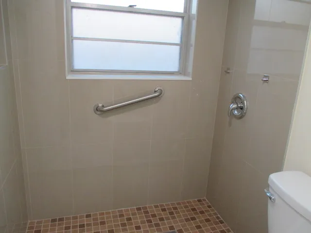 a bathroom with a window