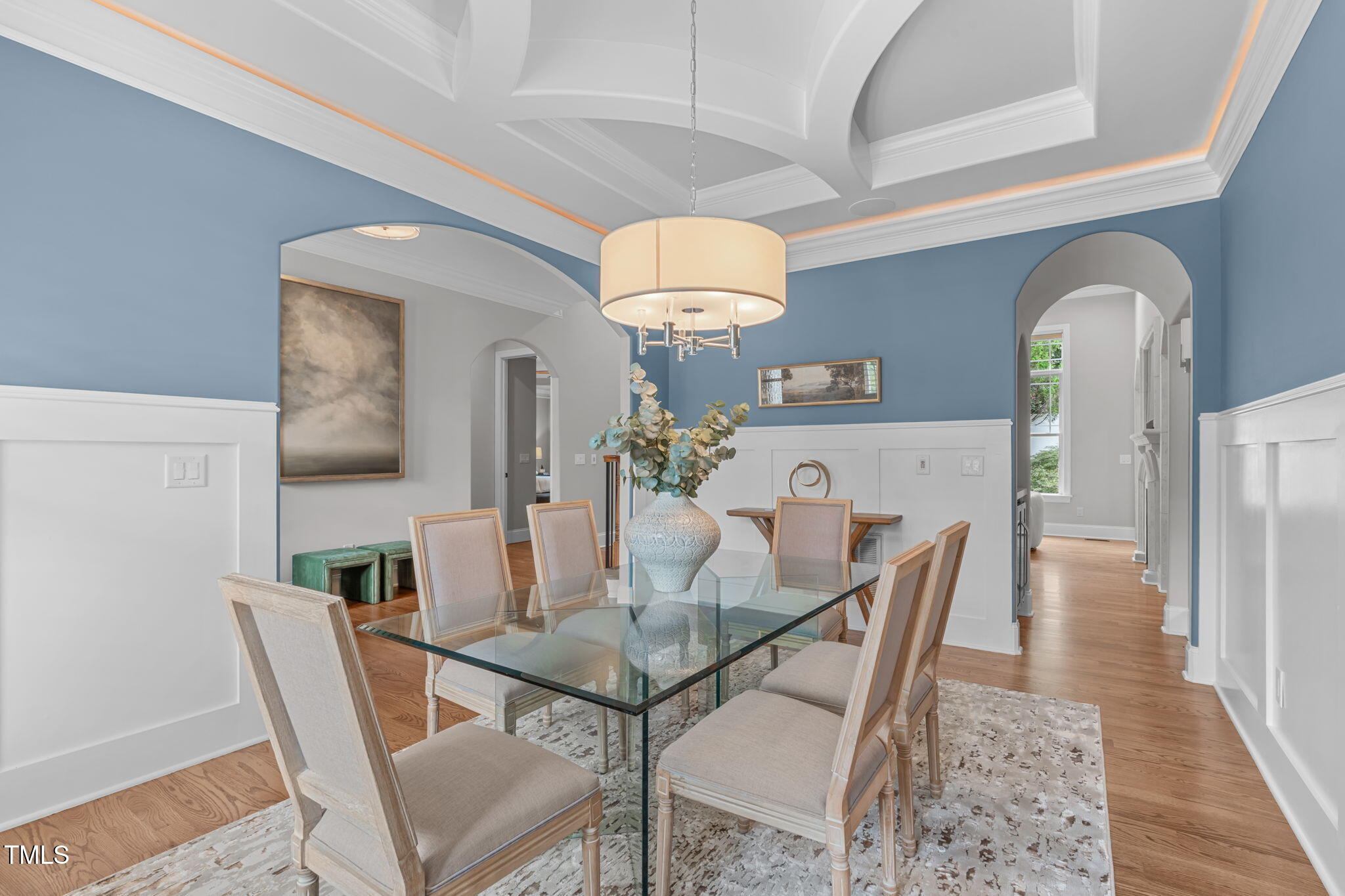 2612 Shadow Hills Court Raleigh, NC 27612 - Photo 8 of 63 a view of a dining room with furniture and wooden floor