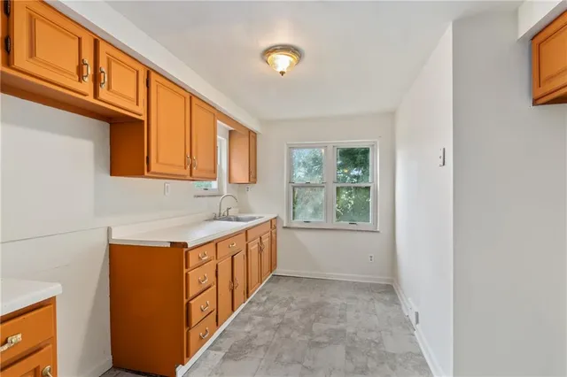 a view of a kitchen from a windows