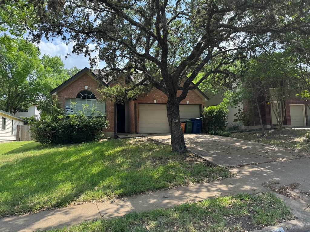a tree in front of a white house