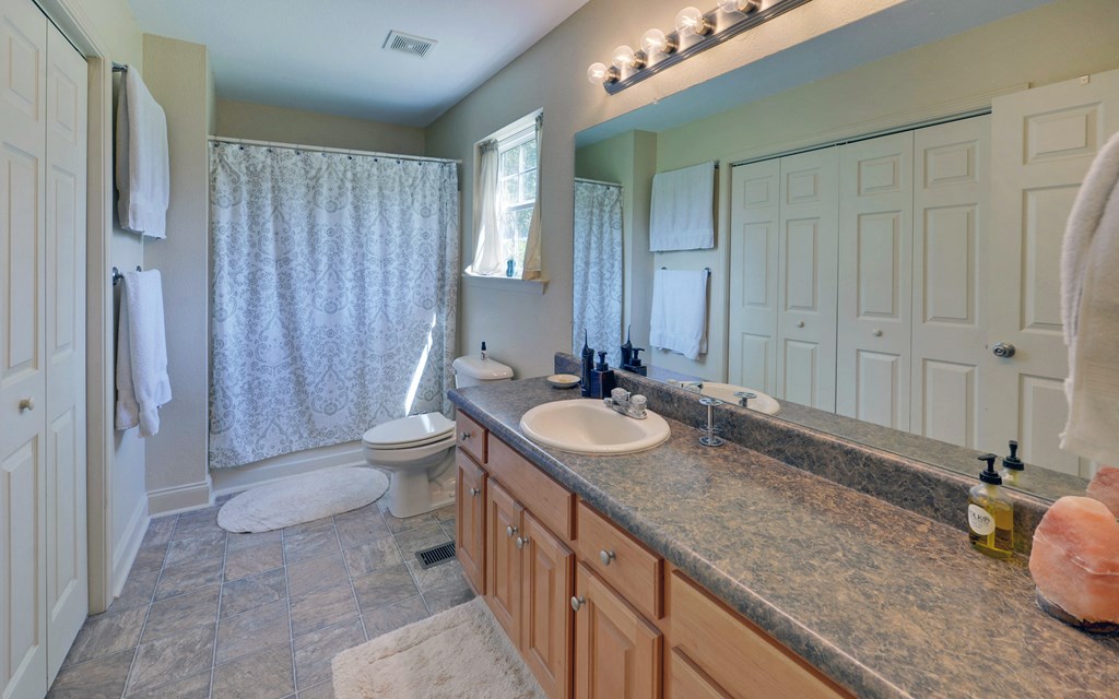 202 Dove Lane Morganton, GA 30560 - Photo 15 of 99 a bathroom with a granite countertop sink and a mirror