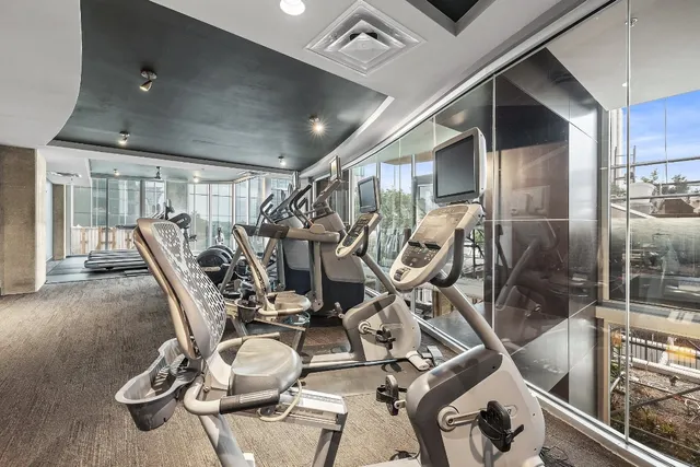 a view of a room with gym equipment