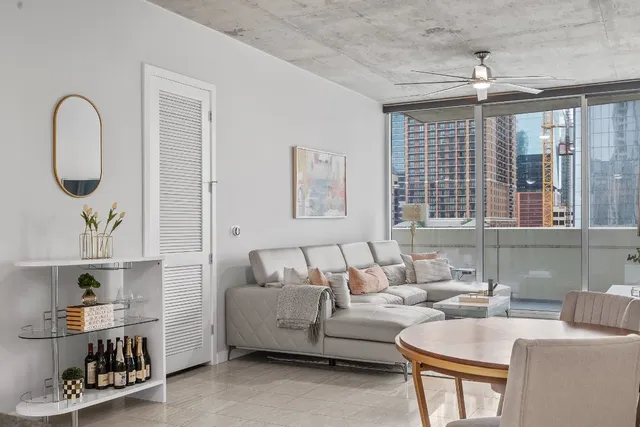 a living room with furniture