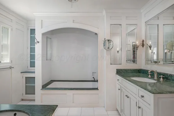 a bathroom with a bathtub