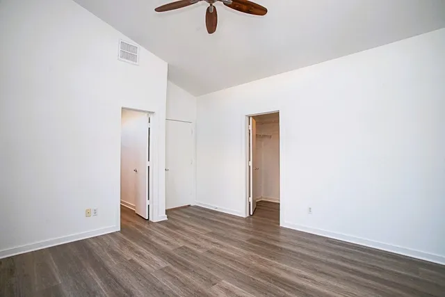 a view of a room with racks on the wall