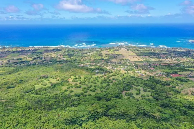 a view of a large mountain with sunset