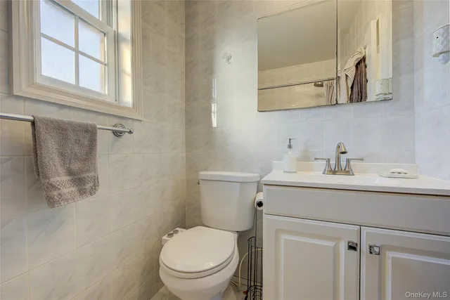 a bathroom with a sink a toilet and mirror
