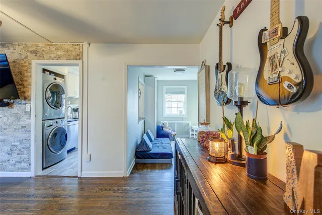 a view of a living room and hardwood floor