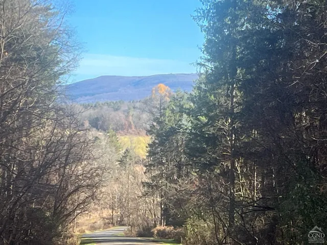 a view of a yard with wooden fence and trees