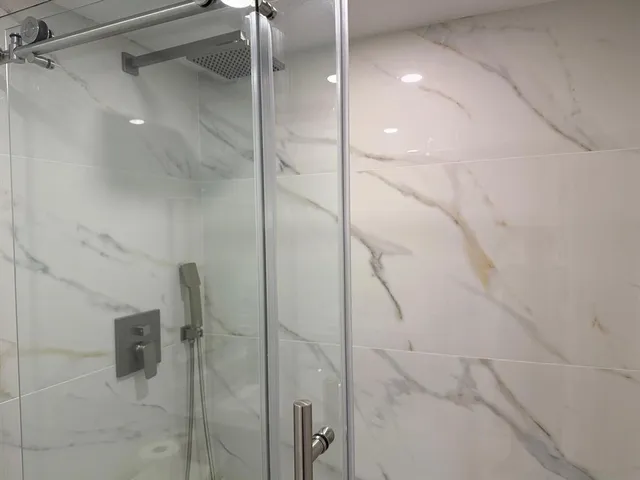 a bathroom with a shower