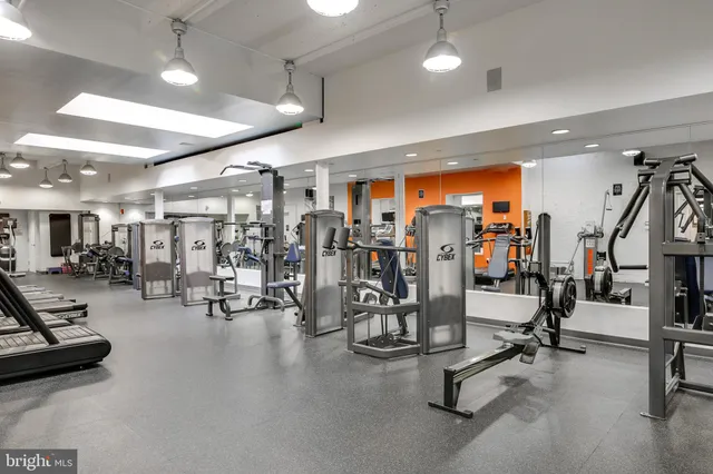 a view of a room with gym equipment