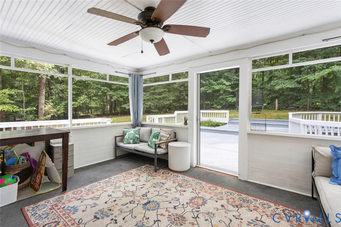 2011 Camborne Road Chesterfield, VA 23236 - Photo 38 of 47 Screened porch featuring a ceiling fan, white pane